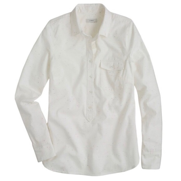 J. Crew white speckled popover shirt - Picture 1 of 4